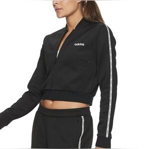 Adidas Black Zip-Up Jacket with Logo Stripes
